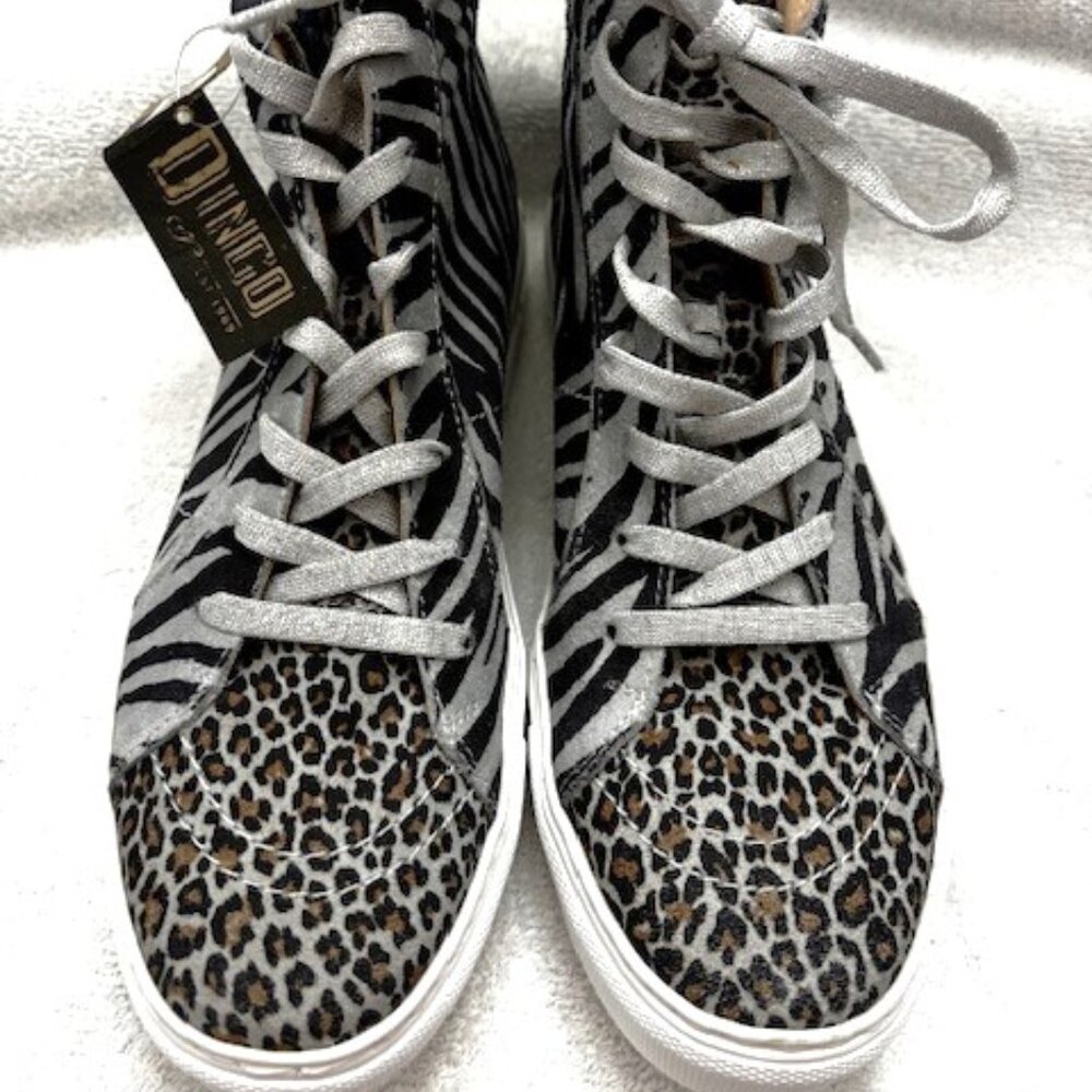 Dingo 1969 'Concrete Jungle' animal print high top leather sneaker NWT Size 9